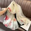 Nuevo Chal Bufanda de Protección Solar Primavera y Verano, Clásico Seda Artificial, Gasa Suave, Estilo Largo, Bufanda Chal de Moda y Versátil