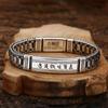 Pulsera tejida a mano de plata de ley 925 al por mayor mantra de seis palabras gruesa para hombre moderna plata tailandesa joyería retro antigua