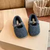 Zapatos Peludos Estilo Coreano Retro para Niños 2026 Invierno Niñas Calentitos con Plus Terciopelo Zapatos Mary Jane Camelia Zapatos de Algodón Peluche