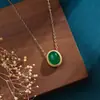 Colar de Moda Nacional novo traje antigo Hanfu cheongsam acessórios de menina antigo banhado a ouro incrustado jade Hetian pingente retrô