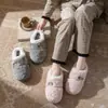 Pantuflas de Algodón Casuales para el Hogar Mujer 2026 Otoño/Invierno Nuevo Estilo Interior Más Terciopelo Cálido Ponerse y Quitarse Fácilmente Pantuflas de Algodón Suave para Hombre