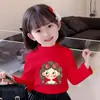 Y2529# Camiseta de Manga Larga para Niña Chaqueta de Primavera y Otoño Camisa Base de Terciopelo Cuello Semi-alto Ropa de Otoño para Niñas Camiseta Cálida