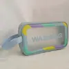 Bolsa de Cosméticos Transparente com Borda Colorida Fosca Personalizada, Simples, Portátil, À Prova d'Água, Necessaire, Cosméticos de Viagem, Armazenamento de Grande Capacidade