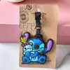 Etiqueta de equipaje de Stitch de orejas grandes y lindo de Star Baby, etiqueta con logo de equipaje de goma suave de PVC, colgante para tablero, colgante de embarque