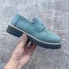 2025 Novos Mocassins Primavera e Outono Plus Size Casual Sandy Estilo Britânico Sapatos Femininos Salto Grosso Sola Grossa Comércio Exterior Vintage