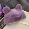 Chapéu de urso para mulheres outono e inverno estilo coreano bonito rosto com aparência de pequeno chapéu de pelúcia quente branco peludo chapéu de circunferência de cabeça grande