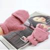 Luvas de outono e inverno lã coral flip luvas de meio dedo simples masculinas e femininas à prova de frio para escrever e usar na internet de dupla finalidade atacado