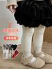 Mallas Gruesas Cálidas de Alta Elasticidad con Forro Polar para Niñas, Calcetines para Bebé, Calcetines Lisos Anchos Transfronterizos para Niños, Rojo Chino