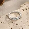 Anillo Exquisito de Plata de Ley 925 Estilo Nuevo, Hueco de Doble Capa, Incrustado con Diamante Brillante para Mujer, Diseño de Nicho, Anillo Personalizado Estilo Ins