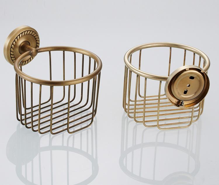全铜欧式复古卫浴五金挂件仿古纸巾篓生产批发一件代发