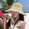 Nuevo Estilo de Verano 2026 Sombrero de Paja Francés para Mujer, Sombrero Transpirable de Encaje Calado para Protección Solar, Sombrero de Playa, Sombrero para el Sol