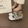 Sapatos Mary Jane de Bico Redondo Cor de Champanhe Estilo Noite Francês, Versátil e Não Cansativo para os Pés, Sapatilhas Baixas que Aumentam a Altura para Mulheres