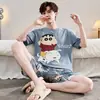 Conjunto de pijama de verano para hombre, de manga corta y pierna corta, ligero, talla grande, corte holgado, adecuado para usar como ropa de estar en casa