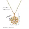 Collar con Colgante de Perla Giratorio 360° Chapado en Cobre Oro Real Nuevo Producto Transfronterizo Europeo y Americano Cadena de Acero Inoxidable Versátil para Mujer con Circonita