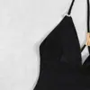 Bikini de Triángulo con Escote Profundo Nuevo Estilo Europeo y Americano Sin Espalda Traje de Baño de Comercio Exterior Traje de Baño de una Pieza Venta al por Mayor Verano Color Sólido Sexy para Mujer