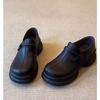 Mocasines de Cuero Grueso Estilo Británico con Plataforma para Aumentar Altura y Punta Redonda para Mujer, Nuevos Mocasines Retro Negros Otoño 2026, Zapatos Pequeños de Cuero, Zapatos de Vestir