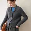 Nuevo Estilo Otoño Retro Cardigan de Punto Trenzado Jacquard Chal para Mujer Chaqueta Holgada de Punto Cachemir Ropa de Abrigo Suéter