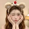 Diadema de peluche dulce de dibujos animados lindos, pinza para el pelo de animal exquisita de alta gama, accesorio para el pelo de diadema de estilo suave con corona alta para mujer