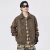 Jaqueta Casual Versátil Estilo Retro Japonês com Estampa de Céu Estrelado Desgastada com Dobra e Pregas Solta