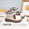 Otoño 2026 Nuevo Estilo Coreano Niñas Bebé Felpa Cálido Moda Versátil Moño Lindo Cremallera Lateral Botines Cortos