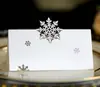 Cartão de assento oco de Natal exclusivo para exportação cartão de mesa bonito cartão de nome cartão de assento floco de neve branco em estoque