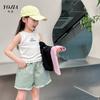 Chaleco para Niñas YOJIA Verano 2024 Nuevo Estilo Estilo Occidental Ropa Exterior Tirantes para Niños Grandes Top sin Mangas para Niños Ropa de Verano