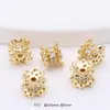 Chapado en Cobre Oro de 14K Color Fuerte que Conserva Zirconia Doble Capa Copo de Nieve Cuentas Espaciadoras Cubo Rueda de Cuentas Broca Cuentas Pulsera Accesorios
