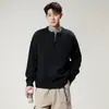 Suéter de Tricô Meia-Zip Estilo Old Money Simples 2026 para Outono e Inverno, Caimento Solto, Versátil, Jaqueta Suéter de Gola Redonda para Homens e Mulheres