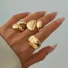 Conjunto de anillos geométricos lisos europeo y americano, anillo metálico irregular cóncavo-convexo de plata, anillos apilables estilo minimalista de nicho al por mayor