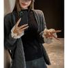 Camisa de Capa Interior de Manga Acampanada Francesa Seleccionada Cuidadosamente para Mujer en Otoño e Invierno Nuevo Estilo Medio Cuello Alto Tencel Lyocell de Gama Alta Manga Larga