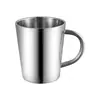 Copo de Água de Camada Dupla em Aço Inoxidável 304 Estilo Coreano Copo de Cerveja Copo de Boca com Isolamento Térmico Caneca de Bebida Doméstica com Alça Gravação