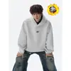 Sudadera con capucha de bloque de color para hombre, peso pesado, lavado a la arena, bordado vintage, nueva colección Otoño/Invierno 2026, chaqueta de tacto de alta gama, moderna