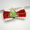 Pinza para el pelo con lazo de terciopelo rojo navideño, set de tocado con campana y borla de dibujos animados lindos de Papá Noel para niños