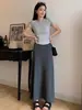 Falda de Maternidad Estilo Nuevo 2025 para Mujer Verano Sin Banda de Soporte No Aprieta el Vientre Falda Larga de Cola de Pez de Longitud Media Ropa de Verano