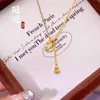 Collar Colgante de Calabaza Hielo Triturado de Cobre Chapado en Oro CNC para Mujer, Cadena para Clavícula con Borla Doble Calabaza de Diseño de Lujo Ligero de Alta Gama