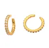 Moda Europea y Americana Personalidad Clips para Orejas de Zirconia con Diamantes Completos para Mujer, Fila Simple de Diamantes, Pendientes de Diseño Nicho, Acero Inoxidable Oro de 18K