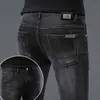 Jeans skinny ajustados de marca italiana que no se decoloran para hombre, pantalones casuales lavados de alta gama color negro puro, nuevo modelo de otoño