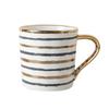 Taza de cerámica moderna y sencilla con rayas doradas y plateadas para oficina, hogar, té con aroma a leche y agua con tapa.