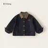 Ropa para Niños Bangxuan Primavera y Otoño Nueva Chaqueta de Mezclilla para Niños Cuello a Cuadros Chaqueta Infantil Moda Ropa de Abrigo para Niños Grandes
