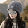 Gorro de Punto Cruzado para Mujer Otoño Invierno Cálido Protección para los Oídos Gorro con Capucha para Clima Frío Circunferencia de Cabeza Grande Hace que la Cara Parezca Más Pequeña Gorro de Lana de Protección contra el Frío para Hombre