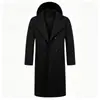 Casaco de lã novo de outono e inverno com estoque transfronteiriço, casaco trench coat com capuz estilo europeu e americano, casaco longo casual abaixo do joelho
