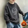 Sudadera con capucha de dibujos animados para niños, primavera y otoño, cuello redondo, manga larga, para niños medianos y grandes, top cómodo, ropa exterior moderna y elegante para bebé