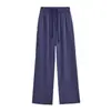 Pantalones Casuales Rectos Americanos para Mujer, Nuevo Estilo Otoño, Pantalones Anchos Holgados, Color Sólido, Estilo Perezoso, Pantalones Largos Deportivos con Cordón