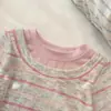 [Ningli] Top Base Falso de Dos Piezas para Niña, Nueva Colección Otoño, Camiseta de Manga Larga con Parches a Rayas y Bloques de Color para Niños