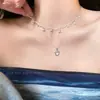 Collar de acero de titanio con diseño avanzado de nicho de lujo ligero de Corea del Sur para mujer, cadena de clavícula con lazo de circonita, venta al por mayor