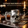 Novo Caneca de Cerveja Vintage Criativa de Halloween Personalizada Crânio Copo de Cerveja Resina de Relevo 3D Aço Inoxidável