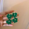 Pendientes de plata con diseño de nicho de amor verde retro con aguja, pendientes de moda francesa, pendientes de temperamento de moda al por mayor