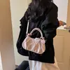 Bolsa de mão coreana de bolinhas estilo Ins, nova bolsa de ombro plissada da moda, bolsa transversal feminina com design de nicho