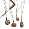 Collar con Cordón de Cuero Estilo Étnico Retro Colgante de Corazón de Madera Diseño de Nicho Cadena para Suéter Accesorios de Collar Versátiles para el Trabajo
