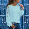 Ebay Aliexpress Nova Moda Outono e Inverno Patchwork de Renda Camiseta de Manga Longa